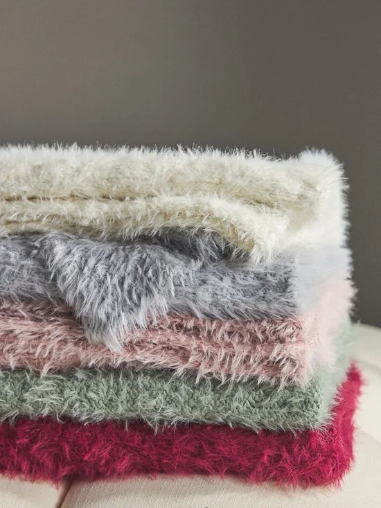 Anthropologie Camden Cable-Knit Eyelash Throw Blanket - Picture 3 of 3